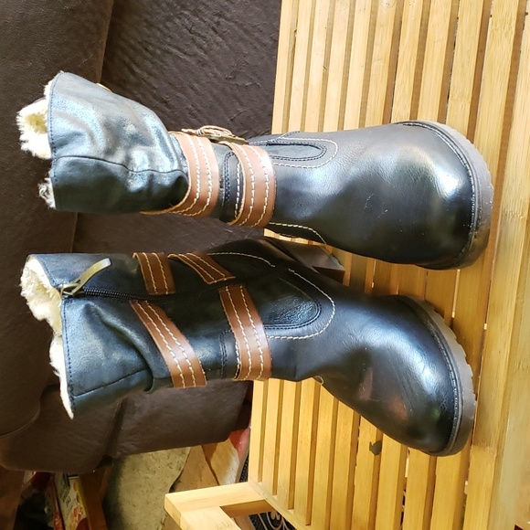 Womens black boots with faux fur lining 38 - Picture 2 of 3